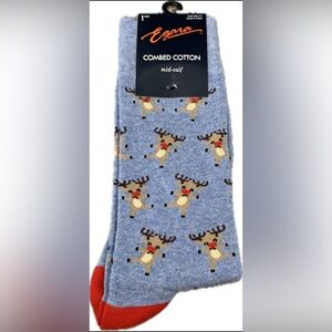 NWT‎ Egara Mid Calf Christmas Reindeer Socks Men’s Size 8-12